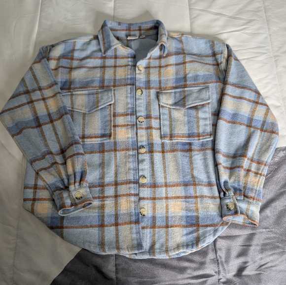 Ford Tops - Ford Blue and Brown Plaid (Flannel) Button Up Shirt
